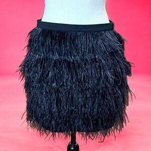 Jiero Ostrich Feather Mini Skirt Black Fairy Whimsygoth Goth Witchy Boho Size M